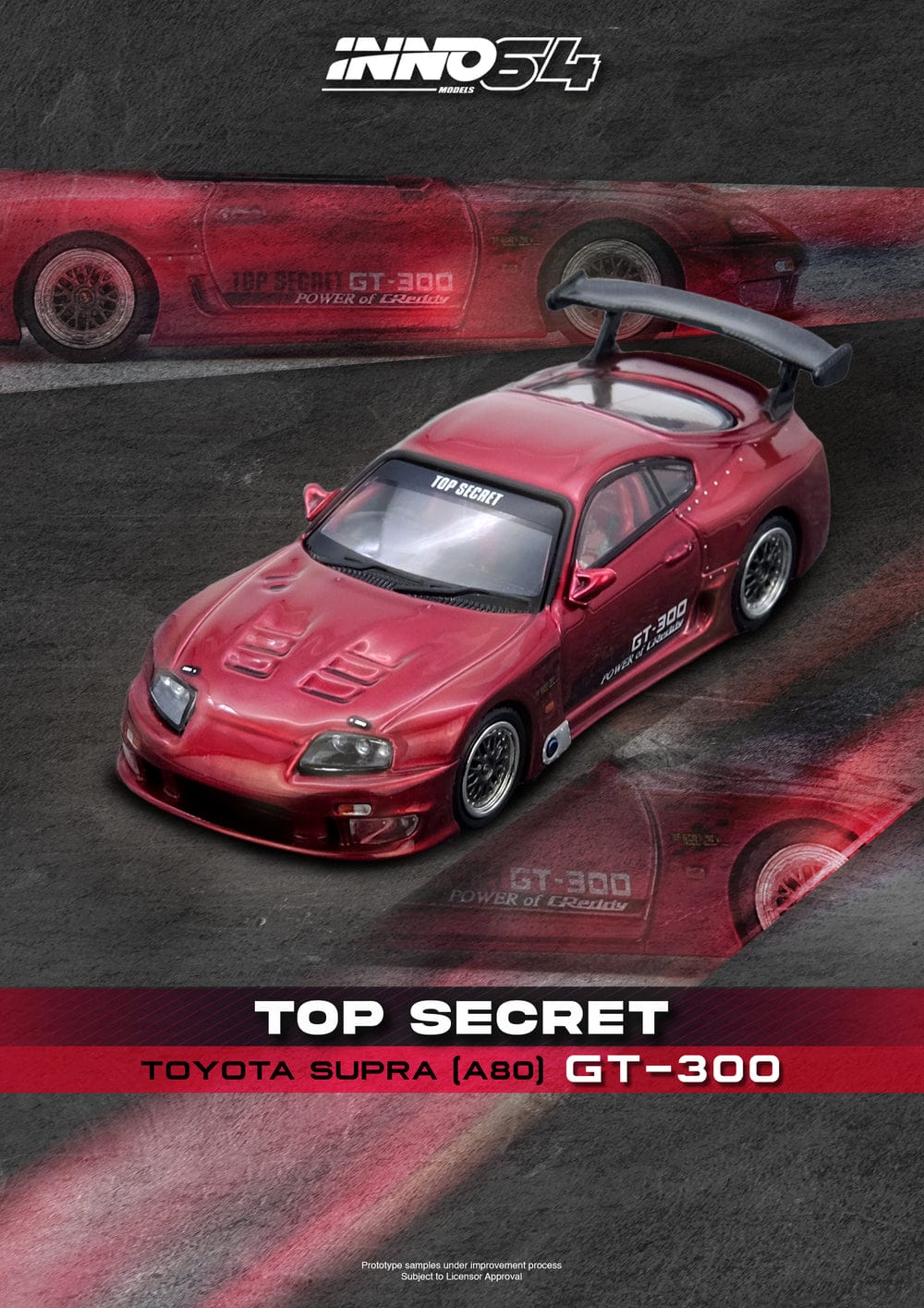 Toyota Supra AE80 Top Secret Red Inno64 1/64 scale