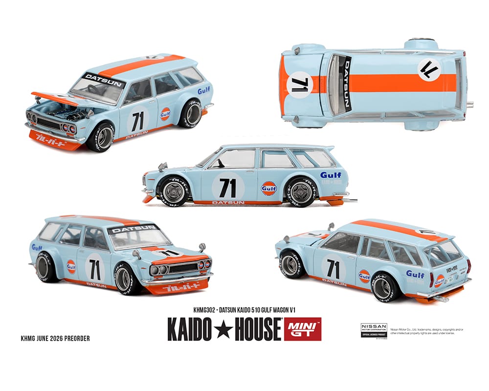 PRE-ORDER) Datsun KAIDO 510 Wagon Gulf V1 Kaido House Mini GT 1:64