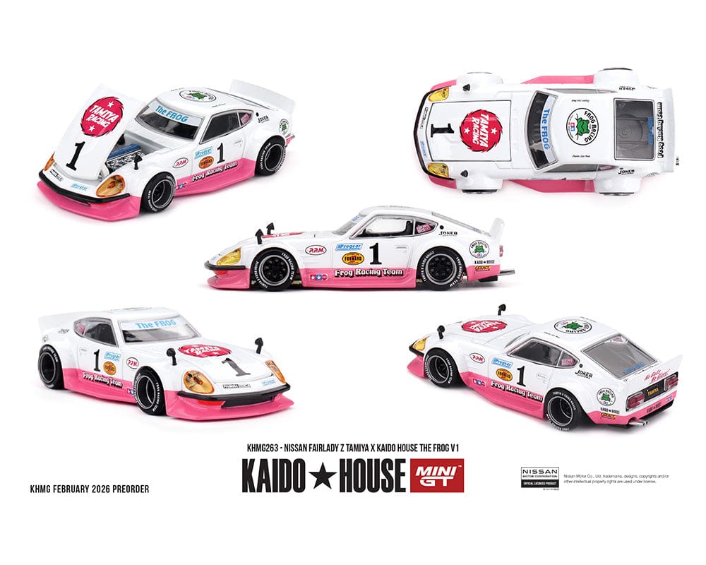 Nissan Fairlady Z Tamiya x Kaido House The Frog V1 White Pink Kaido House 1:64