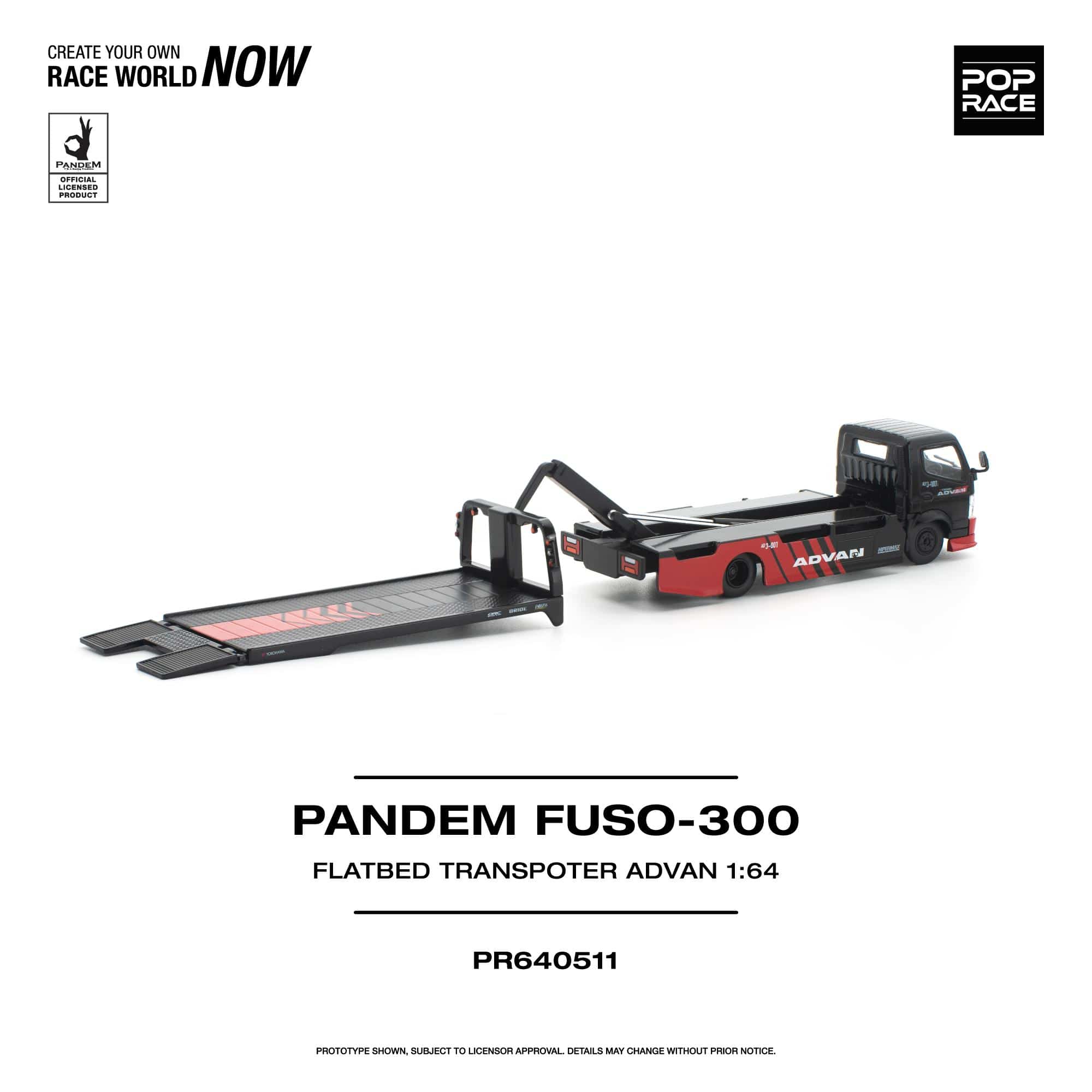 PRE-ORDER) Pandem Fuso 300 Flatbed Transporter Advan Pop Race 1/64
