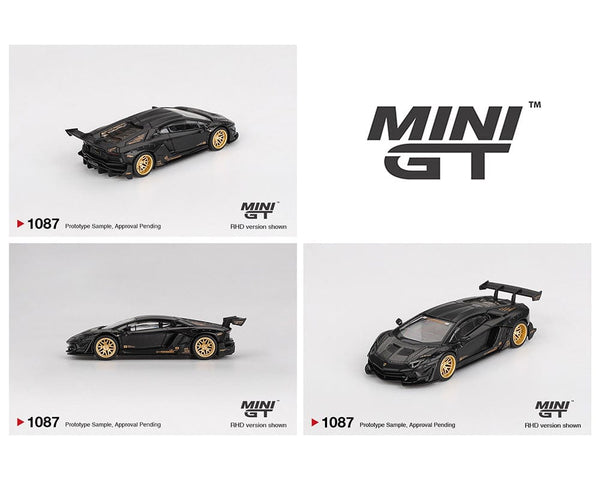 Lamborghini Aventador LB-Works Matte Black Mini GT 1/64 scale