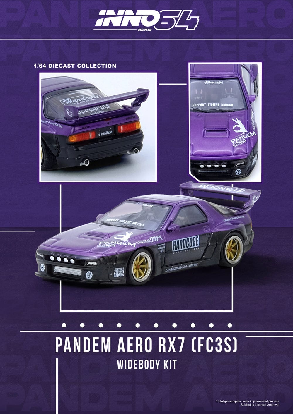 Mazda RX7 FC3S Pandem Rocket Bunny Purple Inno64 1/64 scale – Hanz