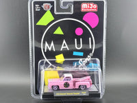 Chase 1979 Chevrolet Silverado Stepside with Surfboard Maui & Son Pink MiJo Exclusives Limited Edition