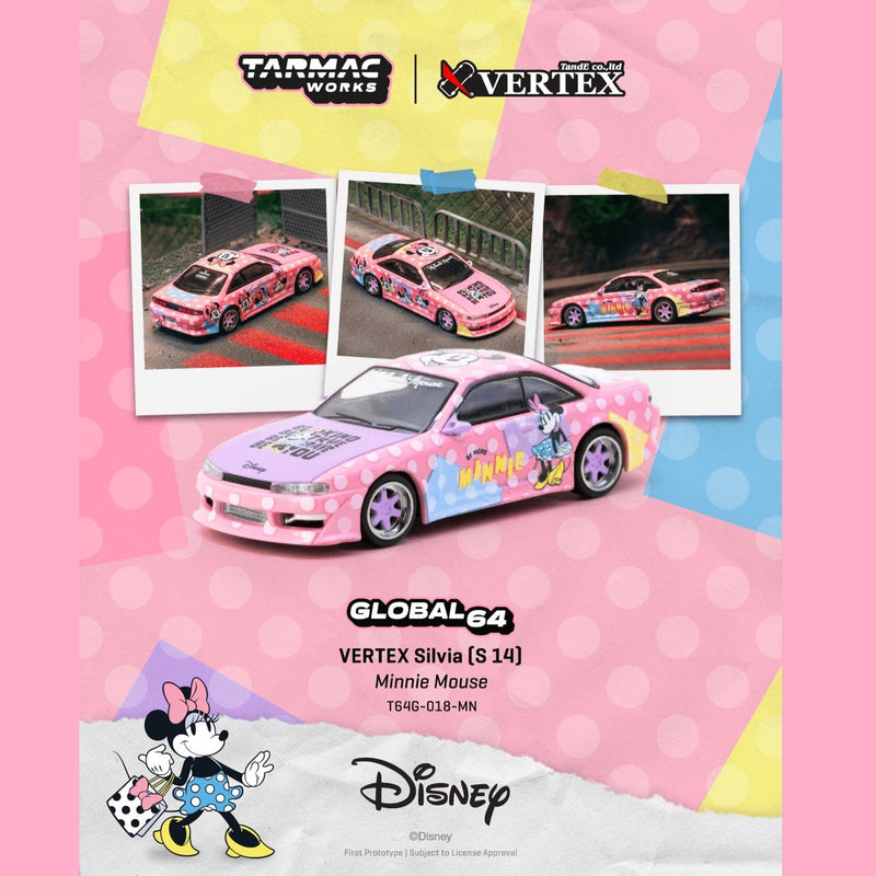 (PRE-ORDER) Nissan Silvia S14 Minnie Mouse Tarmac Global64 Tarmac Works 1:64 T64G-018-MN