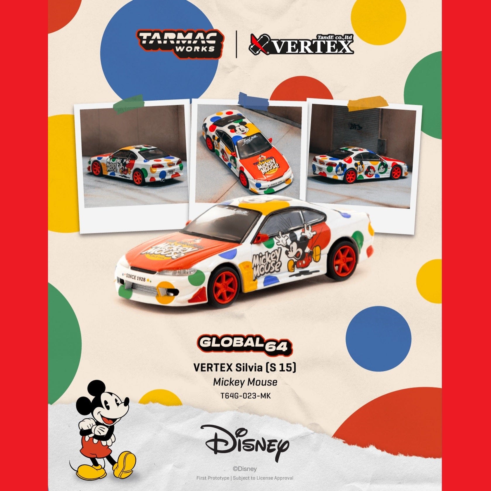 PRE-ORDER) Nissan Silvia S15 Vertex Mickey Mouse Tarmac Global64