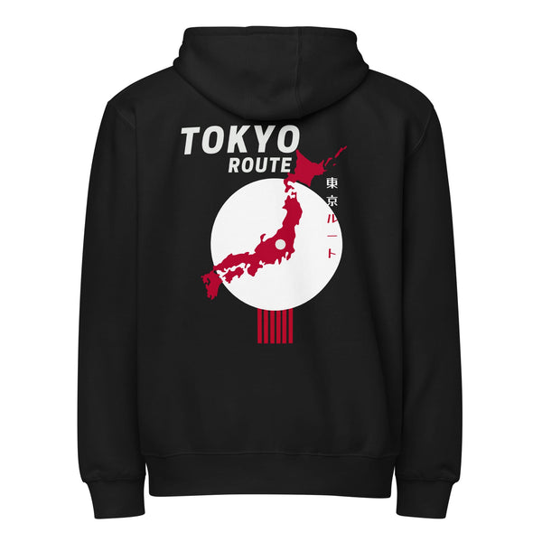 Tokyo Route JDM Zip Hoodie Black | Hanz Driven