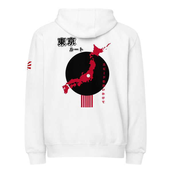 Tokyo Route Premium Zip Hoodie White