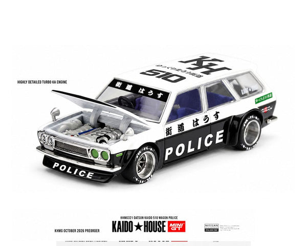 Datsun 510 Wagon Police Black 1/64 | Kaido House KHMG321